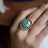 Turquoise Ring ~ oval shape ~Sterling Silver 925 ~ Handmade ~ Gemstone ~ Statement~ December Birthstone Boho MR281