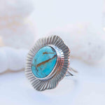 Turquoise Ring ~ oval shape ~Sterling Silver 925 ~ Handmade ~ Gemstone ~ Statement~ December Birthstone Boho MR281