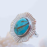 Turquoise Ring ~ oval shape ~Sterling Silver 925 ~ Handmade ~ Gemstone ~ Statement~ December Birthstone Boho MR281