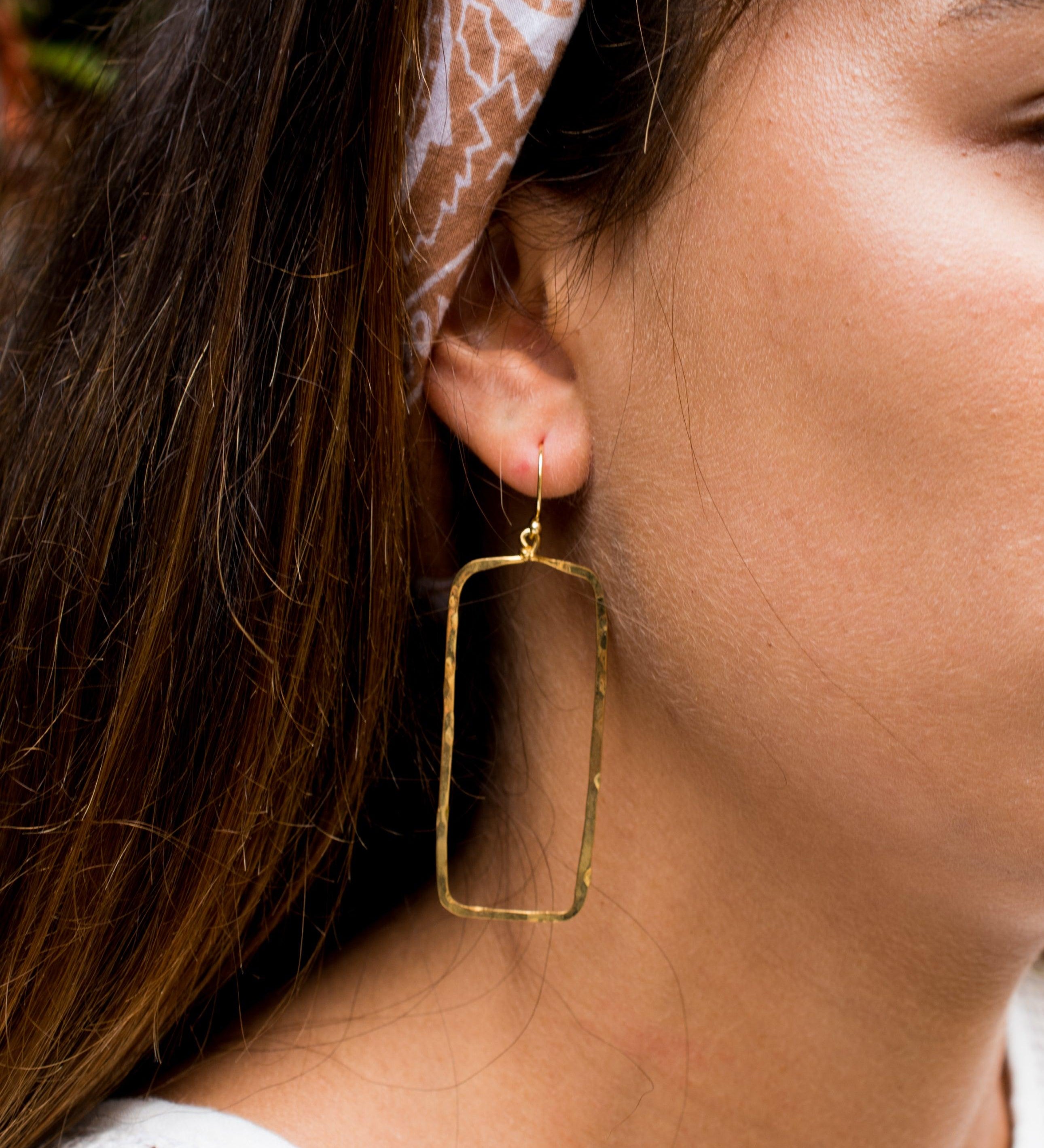 Giovana Rectangular Earrings ~Gold Plated or Silver Plated ~ SME025 - Maresia Jewelry