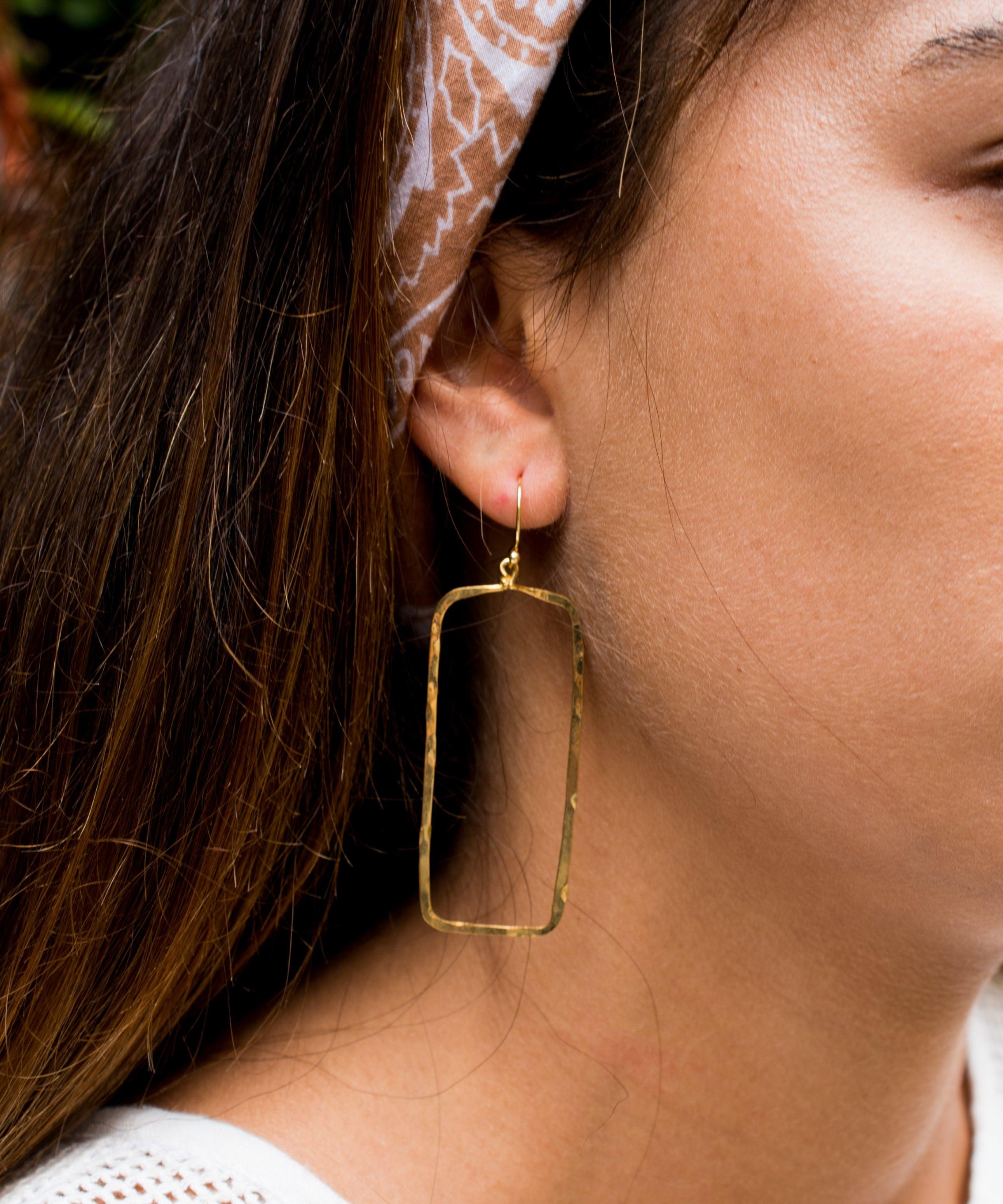 Giovana Rectangular Earrings ~Gold Plated or Silver Plated ~ SME025 - Maresia Jewelry