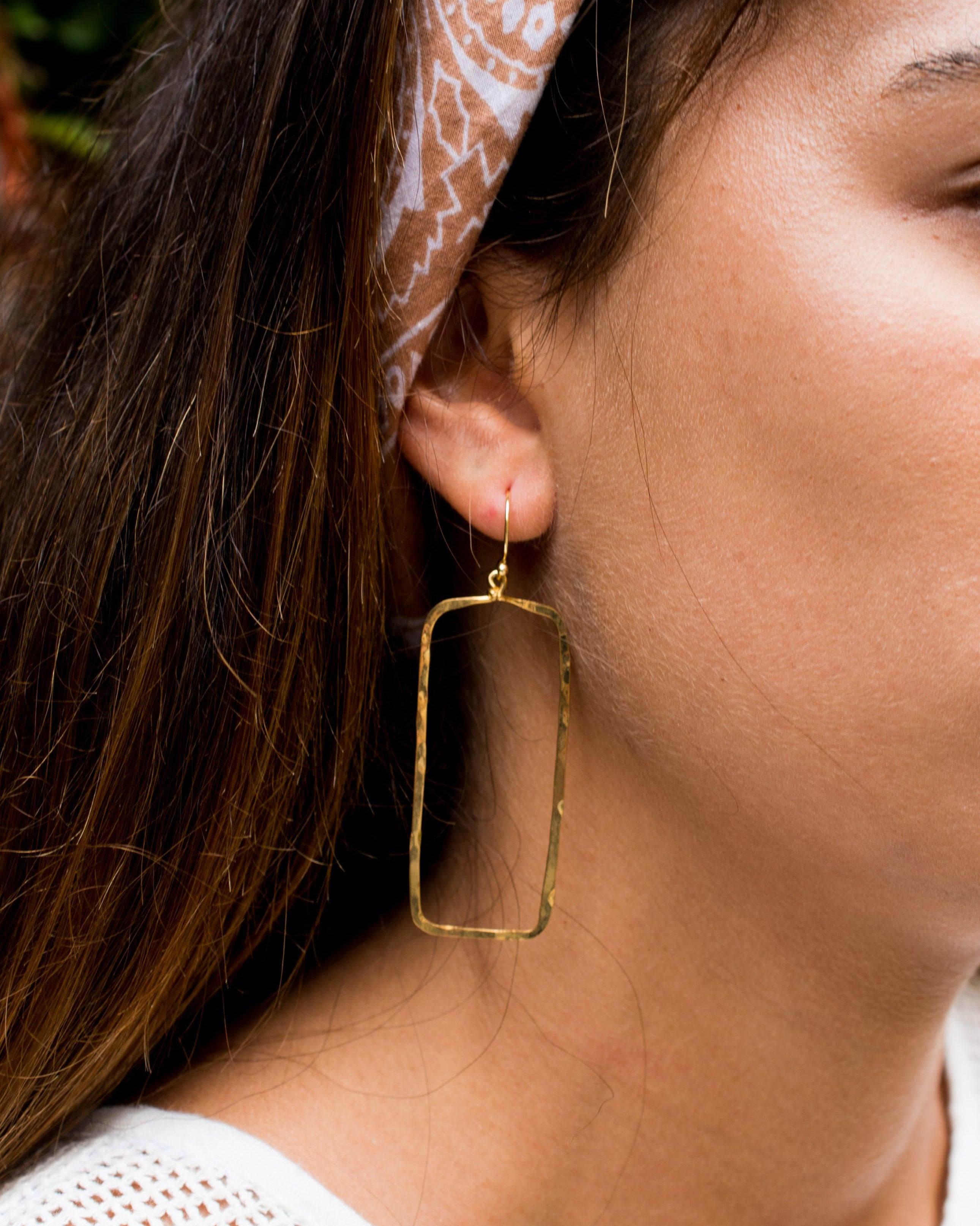 Giovana Rectangular Earrings ~Gold Plated or Silver Plated ~ SME025 - Maresia Jewelry