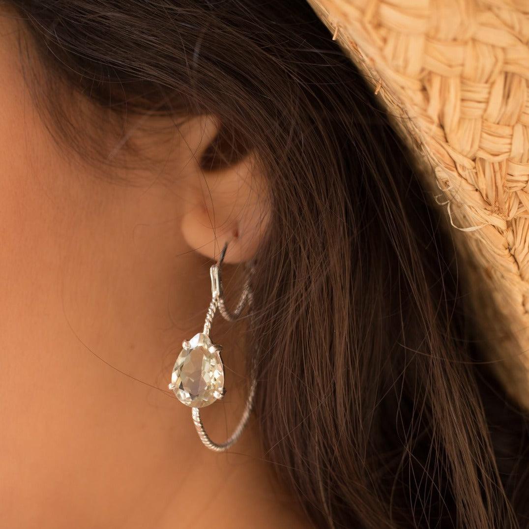Green Amethyst Earrings ~ Sterling Silver 925 ~  ME092 - Maresia Jewelry