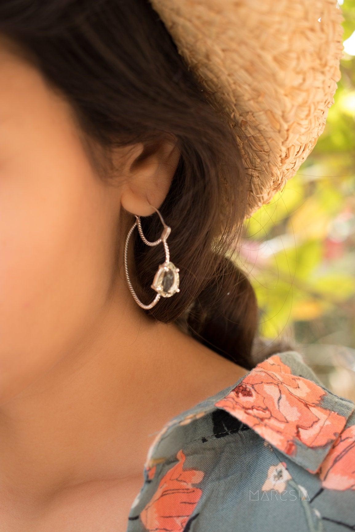 Green Amethyst Earrings ~ Sterling Silver 925 ~  ME092 - Maresia Jewelry