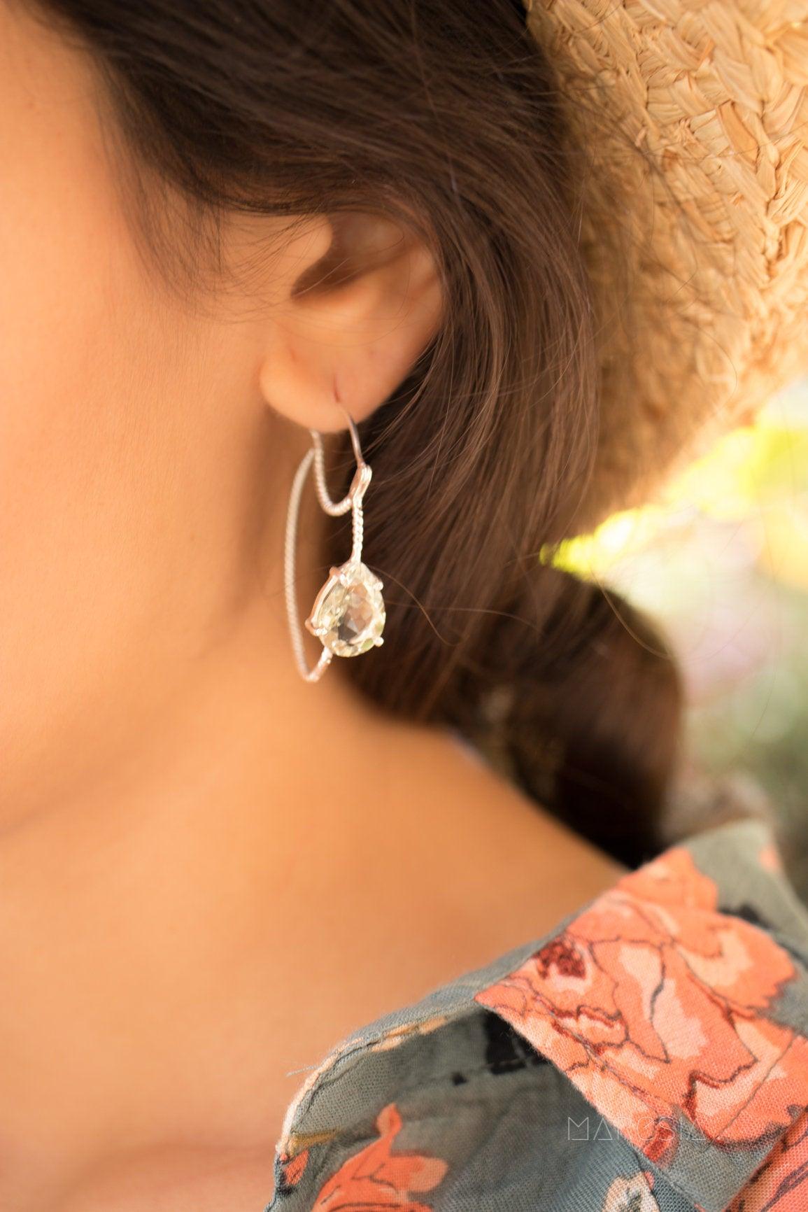 Green Amethyst Earrings ~ Sterling Silver 925 ~  ME092 - Maresia Jewelry