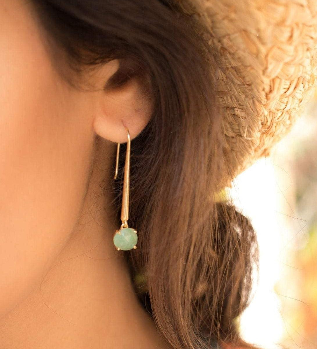 Green Aventurine Earrings ~ 18k Gold Plated~ ME091 - Maresia Jewelry