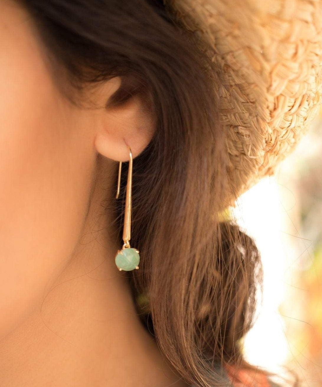 Green Aventurine Earrings ~ 18k Gold Plated~ ME091 - Maresia Jewelry