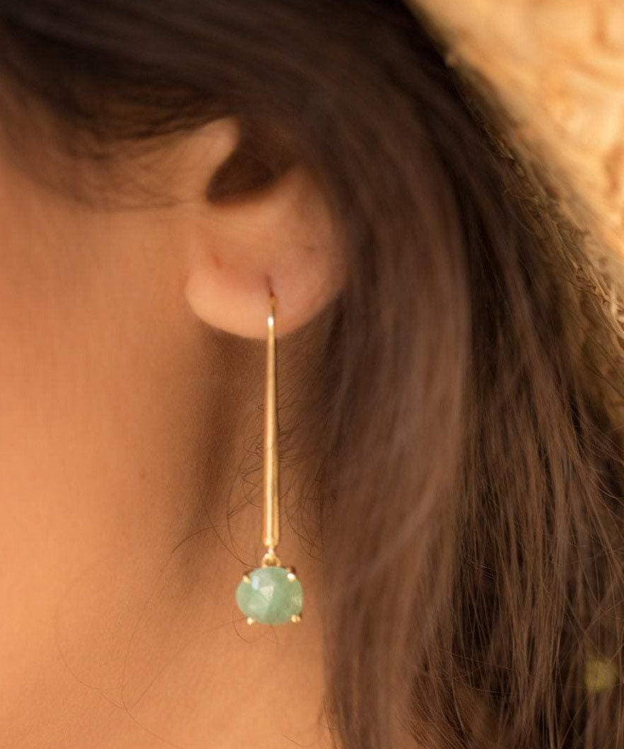Green Aventurine Earrings ~ 18k Gold Plated~ ME091 - Maresia Jewelry