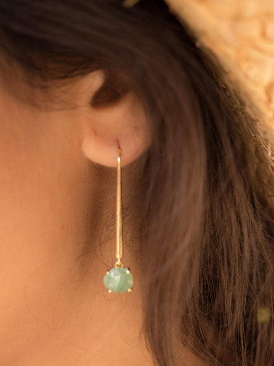 Green Aventurine Earrings ~ 18k Gold Plated~ ME091 - Maresia Jewelry