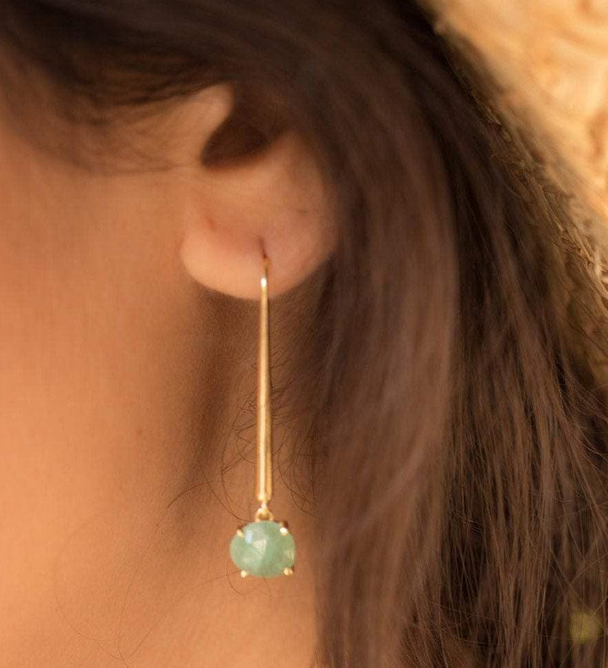 Green Aventurine Earrings ~ 18k Gold Plated~ ME091 - Maresia Jewelry