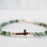 Green Jasper Bracelet ~ Gold Filled or Sterling Silver 925 ~ MB002 - Maresia Jewelry