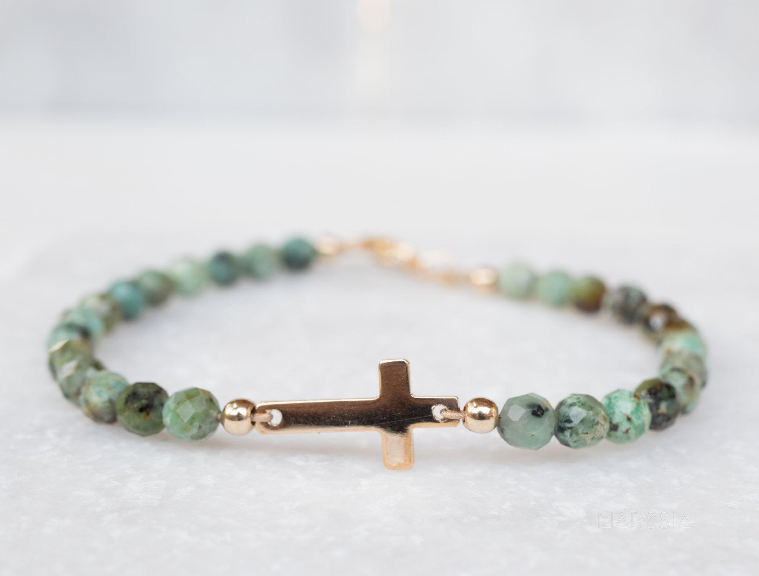 Green Jasper Bracelet ~ Gold Filled or Sterling Silver 925 ~ MB002 - Maresia Jewelry