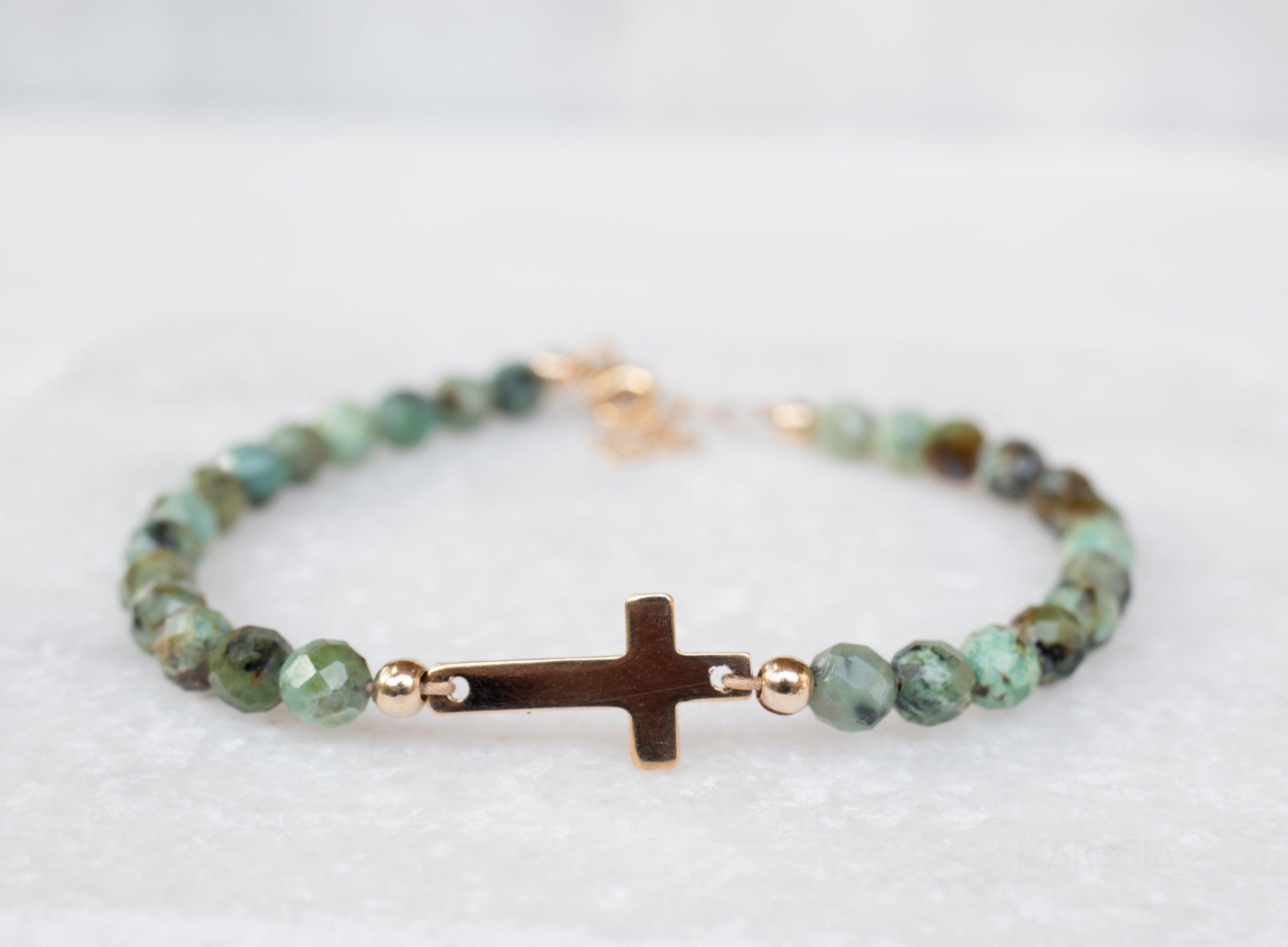 Green Jasper Bracelet ~ Gold Filled or Sterling Silver 925 ~ MB002 - Maresia Jewelry
