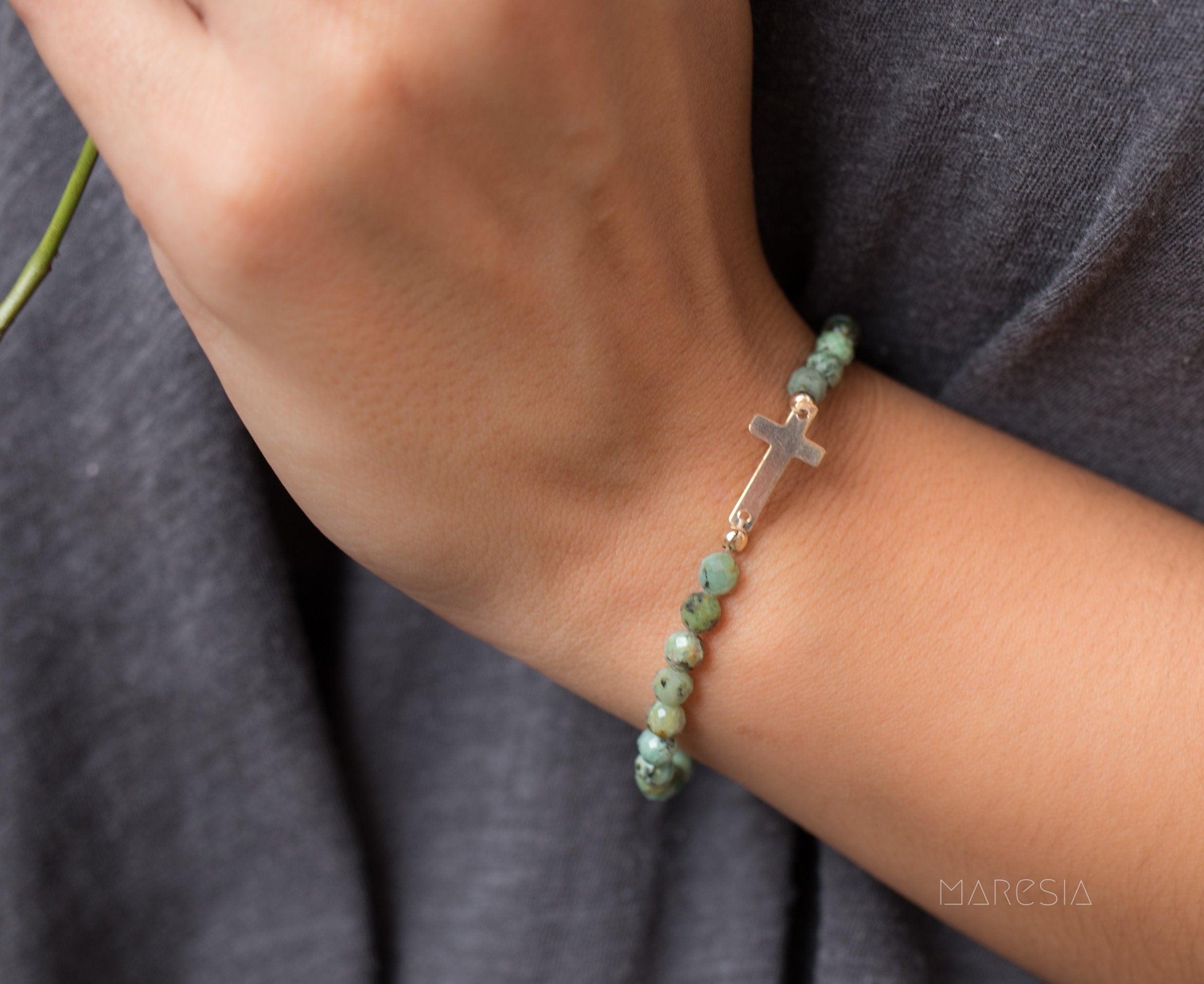 Green Jasper Bracelet ~ Gold Filled or Sterling Silver 925 ~ MB002 - Maresia Jewelry