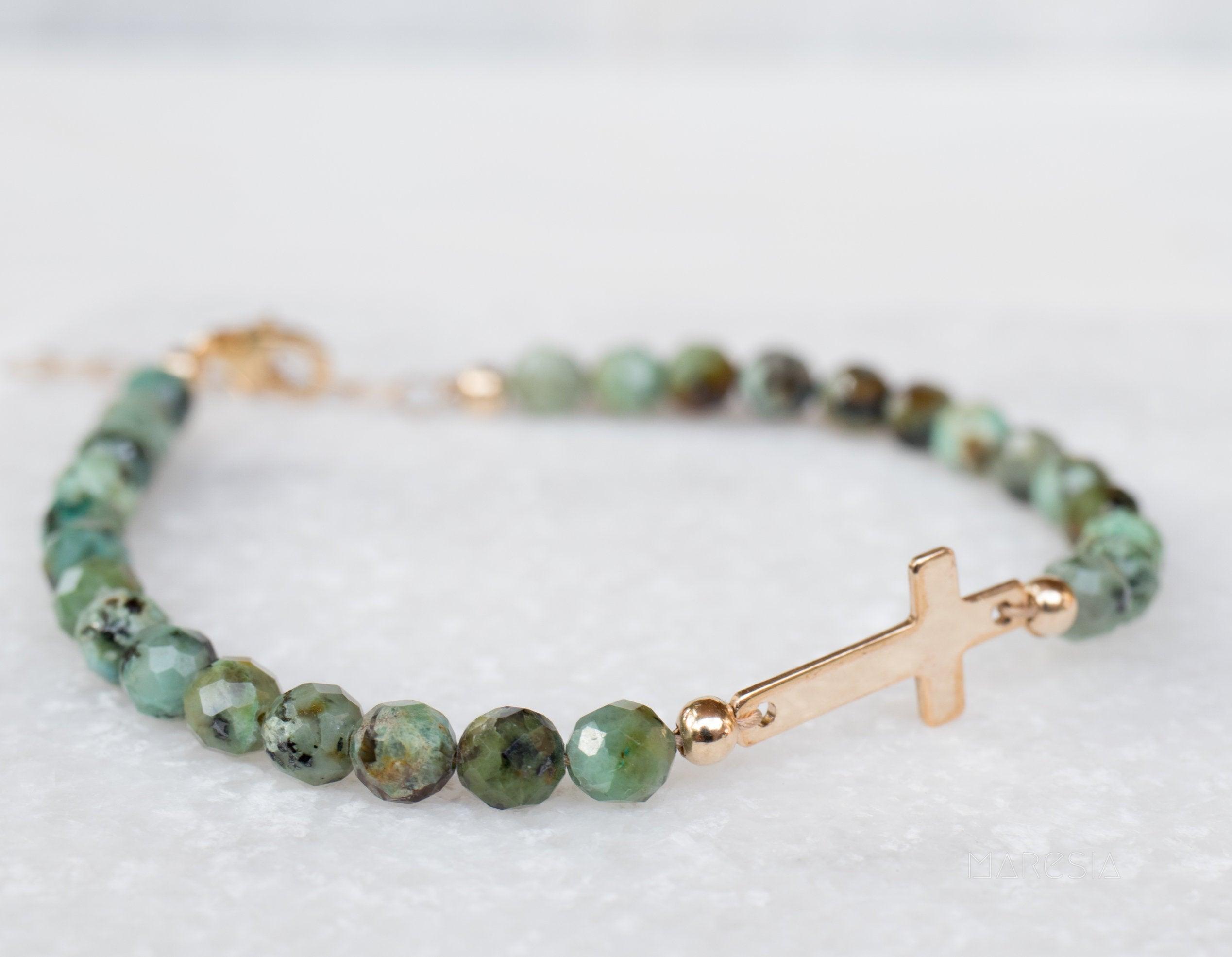 Green Jasper Bracelet ~ Gold Filled or Sterling Silver 925 ~ MB002 - Maresia Jewelry