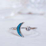 Half Moon & Star Blue Opal Ring ~Sterling Silver 925~ SMR048 - Maresia Jewelry