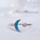 Half Moon & Star Blue Opal Ring ~Sterling Silver 925~ SMR048 - Maresia Jewelry