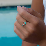 Half Moon & Star Blue Opal Ring ~Sterling Silver 925~ SMR048 - Maresia Jewelry
