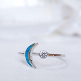 Half Moon & Star Blue Opal Ring ~Sterling Silver 925~ SMR048 - Maresia Jewelry