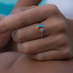Half Moon & Star Blue Opal Ring ~Sterling Silver 925~ SMR048 - Maresia Jewelry