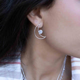Half Moon Moonstone Earrings ~ Sterling Silver 925  ~ Gemstone ~ Post ~ Stud ~Handmade ~ Jewelry ~ Gift For Her ~ Maresia ME161