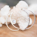 Half Moon Moonstone Earrings ~ Sterling Silver 925  ~ Gemstone ~ Post ~ Stud ~Handmade ~ Jewelry ~ Gift For Her ~ Maresia ME161