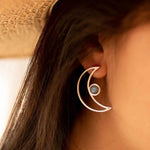 Half Moon Labradorite Earrings ~ Sterling Silver 925  ~ Gemstone ~ Post ~ Stud ~Handmade ~ Jewelry ~ Gift For Her ~ Maresia ME162