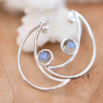 Half Moon Labradorite Earrings ~ Sterling Silver 925  ~ Gemstone ~ Post ~ Stud ~Handmade ~ Jewelry ~ Gift For Her ~ Maresia ME162
