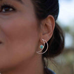 Half Moon Turquoise Earrings ~ Gemstone ~ Post ~ Stud ~ Sterling Silver 925 ~ Jewelry ~ Blue ~ Handmade~ ME160