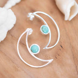 Half Moon Turquoise Earrings ~ Gemstone ~ Post ~ Stud ~ Sterling Silver 925 ~ Jewelry ~ Blue ~ Handmade~ ME160