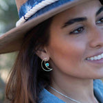 Half Moon Turquoise Earrings ~ Gemstone ~ Post ~ Stud ~ Sterling Silver 925 ~ Jewelry ~ Blue ~ Handmade~ ME160