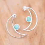 Half Moon Turquoise Earrings ~ Gemstone ~ Post ~ Stud ~ Sterling Silver 925 ~ Jewelry ~ Blue ~ Handmade~ ME160