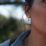 Half Moon Turquoise Earrings ~ Gemstone ~ Post ~ Stud ~ Sterling Silver 925 ~ Jewelry ~ Blue ~ Handmade~ ME160