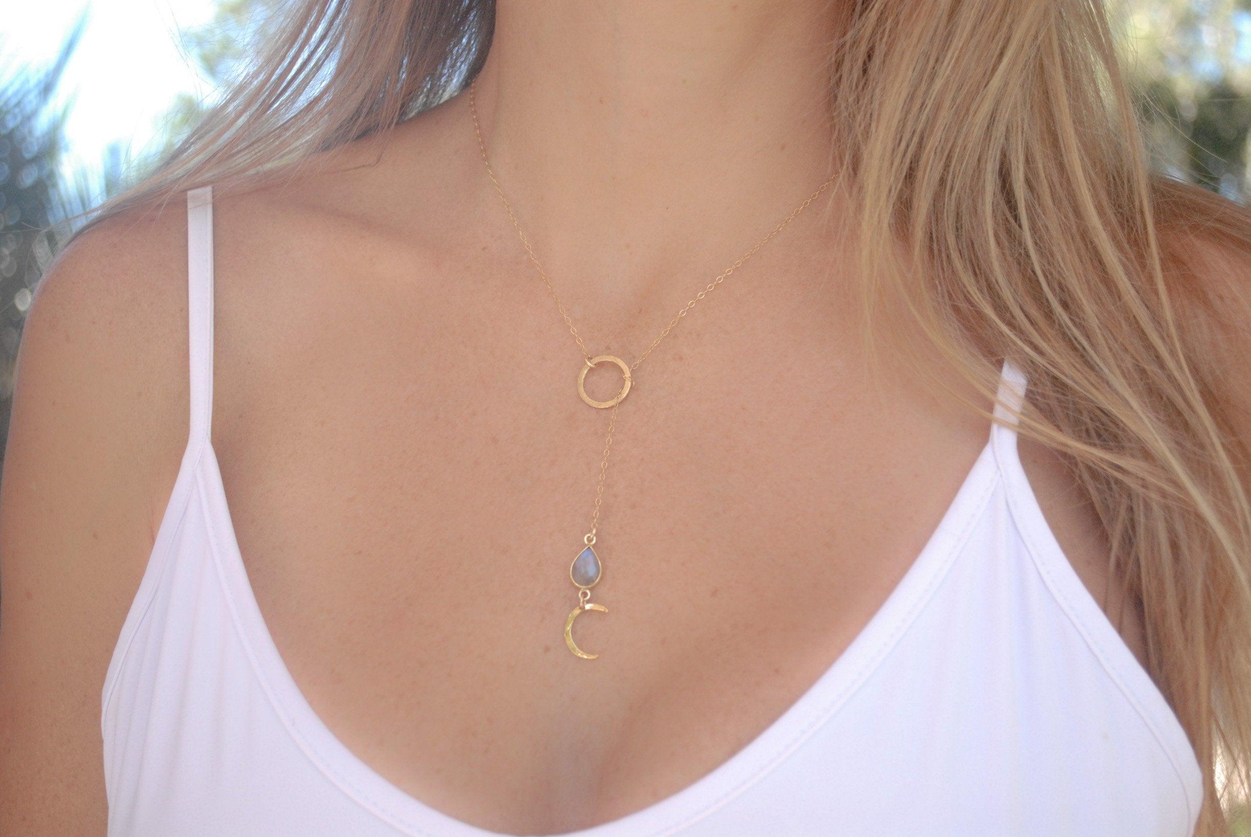 Half Moon Labradorite necklace~Gold filled - Maresia Jewelry