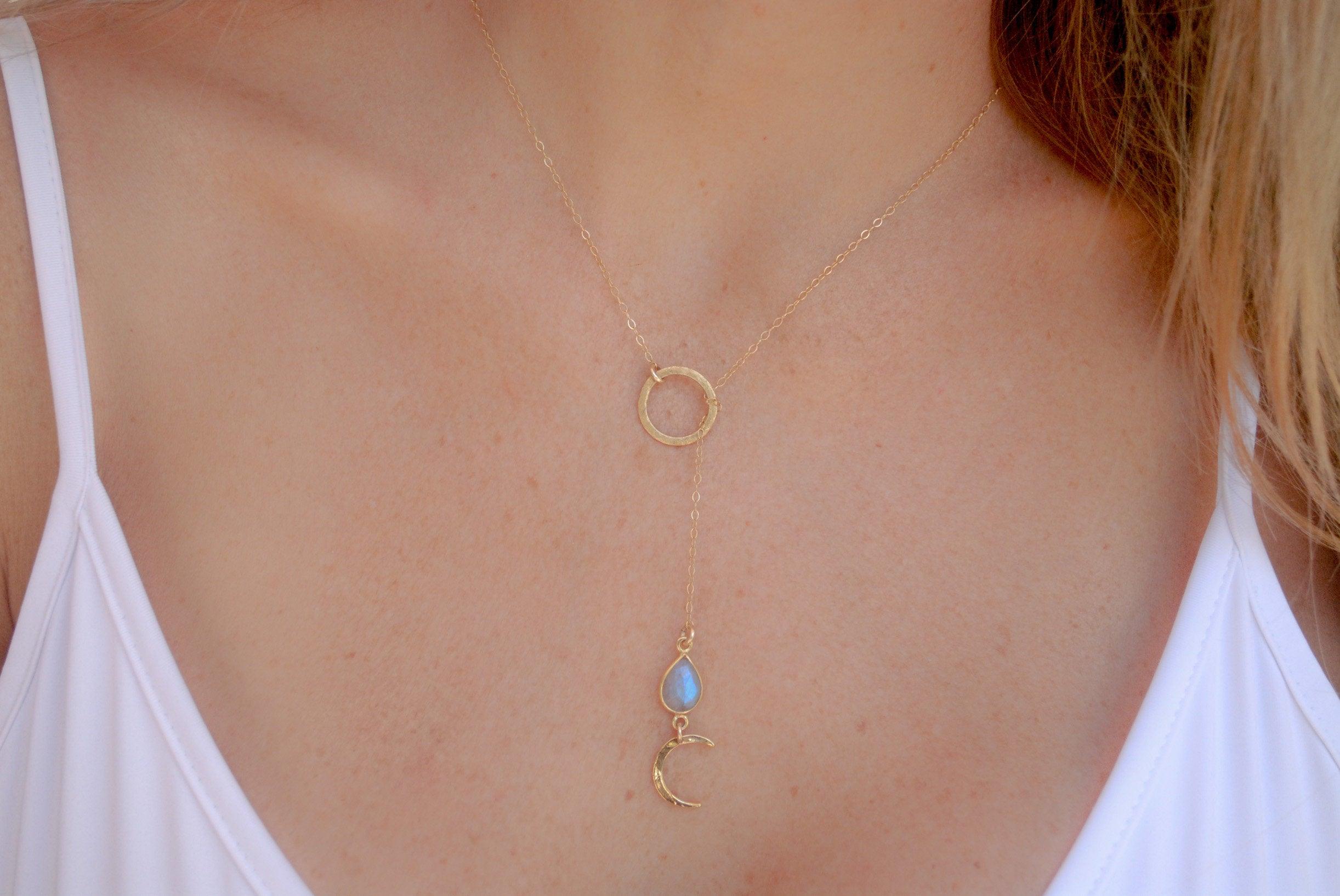 Half Moon Labradorite necklace~Gold filled - Maresia Jewelry