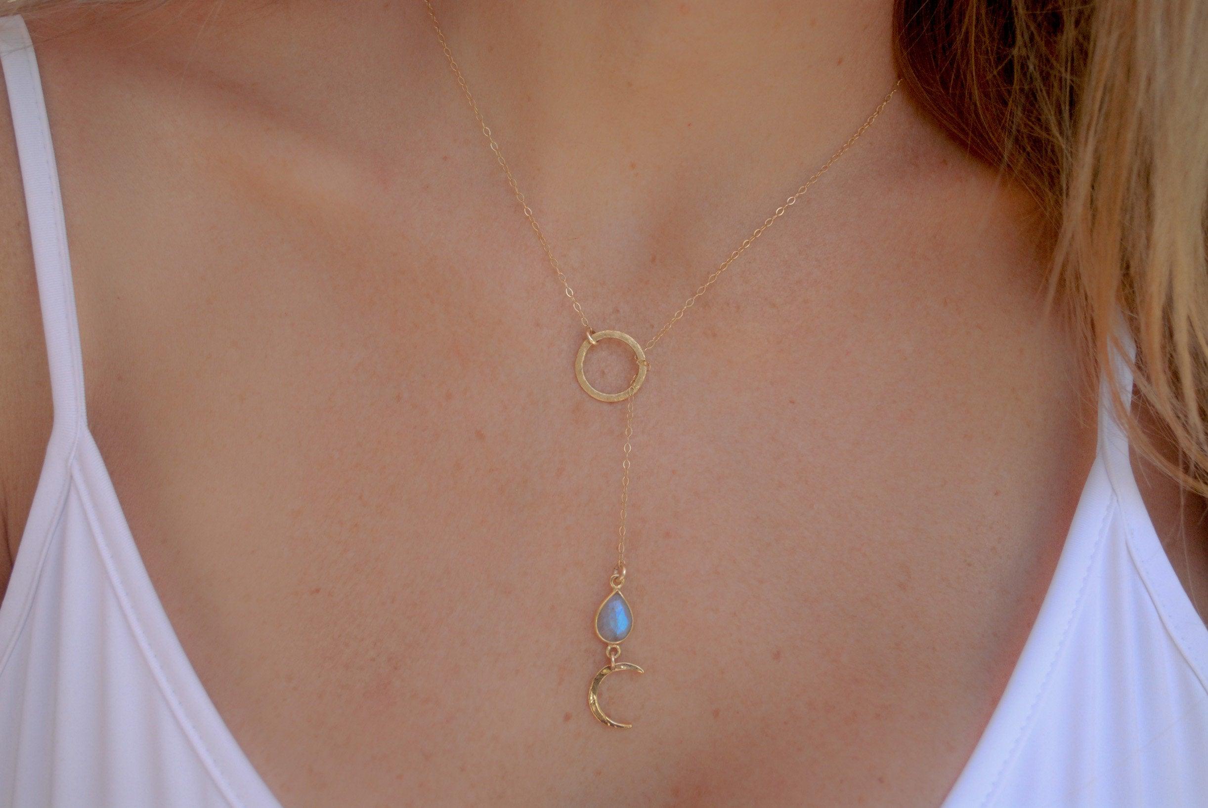 Half Moon Labradorite necklace~Gold filled - Maresia Jewelry