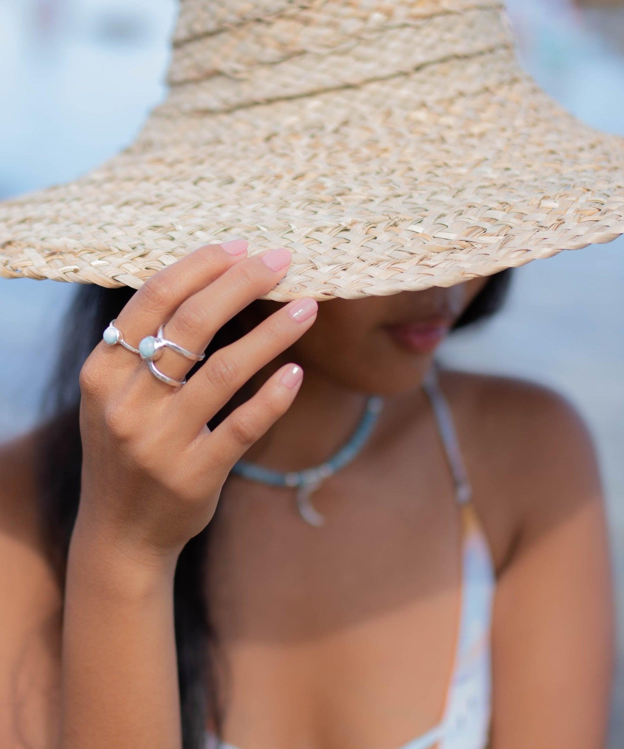 Half Moon Larimar necklace~ Sterling Silver 925 ~ Choker ~ Jewelry ~ Gift For Her ~ Minimalist~ Handmade~ Bead necklace