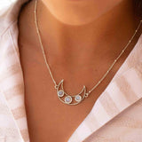 Moonstone Half Moon Necklace ~ Sterling Silver 925 ~Jewelry ~ Beaded Chain ~ Minimalist~ Handmade~ Thin Chain~ Delicate ~Layered MN074