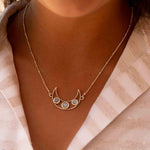 Moonstone Half Moon Necklace ~ Sterling Silver 925 ~Jewelry ~ Beaded Chain ~ Minimalist~ Handmade~ Thin Chain~ Delicate ~Layered MN074