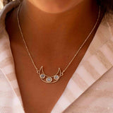 Moonstone Half Moon Necklace ~ Sterling Silver 925 ~Jewelry ~ Beaded Chain ~ Minimalist~ Handmade~ Thin Chain~ Delicate ~Layered MN074