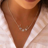 Moonstone Half Moon Necklace ~ Sterling Silver 925 ~Jewelry ~ Beaded Chain ~ Minimalist~ Handmade~ Thin Chain~ Delicate ~Layered MN074