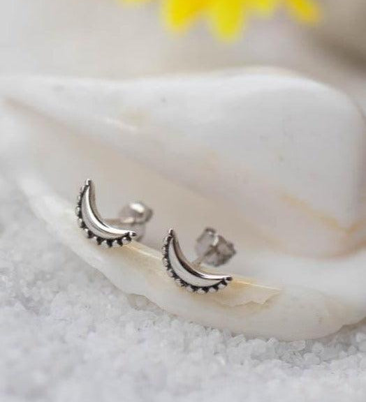 Half Moon Stud Earrings ~ Sterling Silver 925 ~ SME041 - Maresia Jewelry