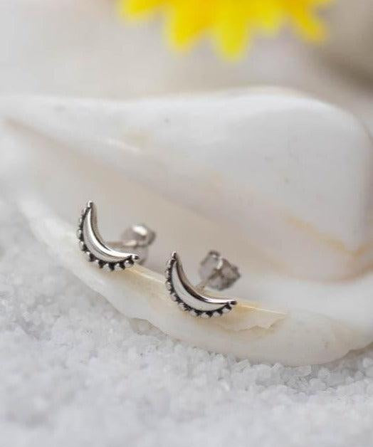 Half Moon Stud Earrings ~ Sterling Silver 925 ~ SME041 - Maresia Jewelry
