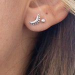 Half Moon Stud Earrings ~ Sterling Silver 925 ~ SME041 - Maresia Jewelry