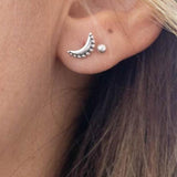 Half Moon Stud Earrings ~ Sterling Silver 925 ~ SME041 - Maresia Jewelry