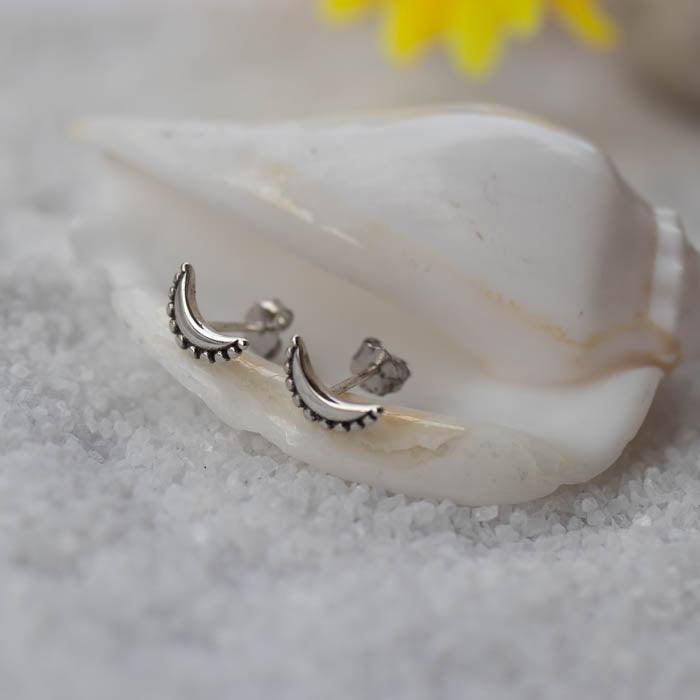 Half Moon Stud Earrings ~ Sterling Silver 925 ~ SME041 - Maresia Jewelry