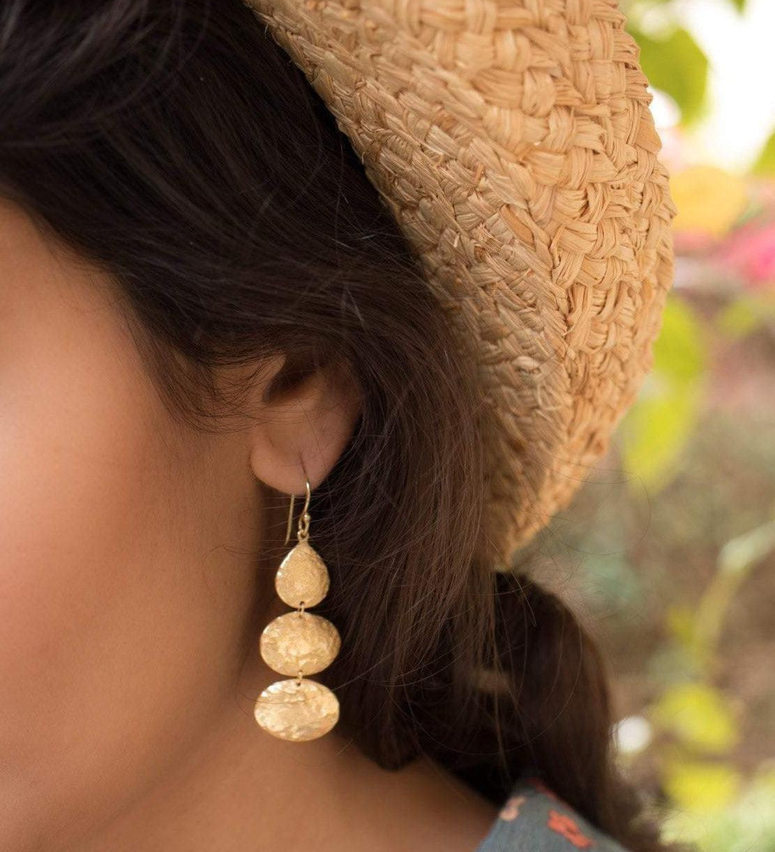 Hammered Earrings ~ Gold Vermeil~  ME093 - Maresia Jewelry