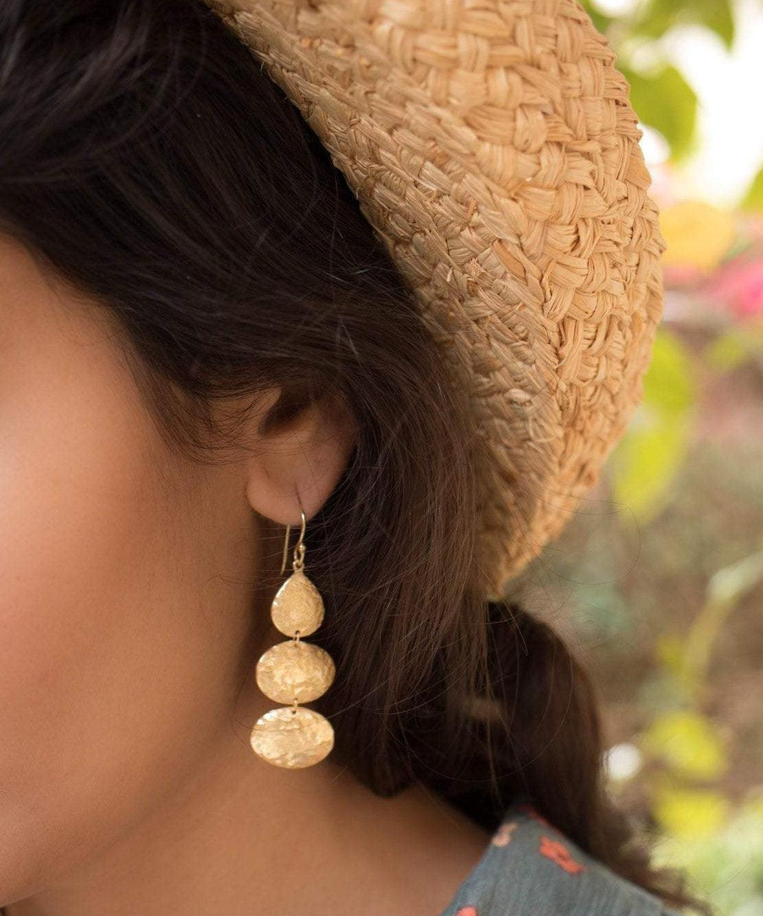 Hammered Earrings ~ Gold Vermeil~  ME093 - Maresia Jewelry