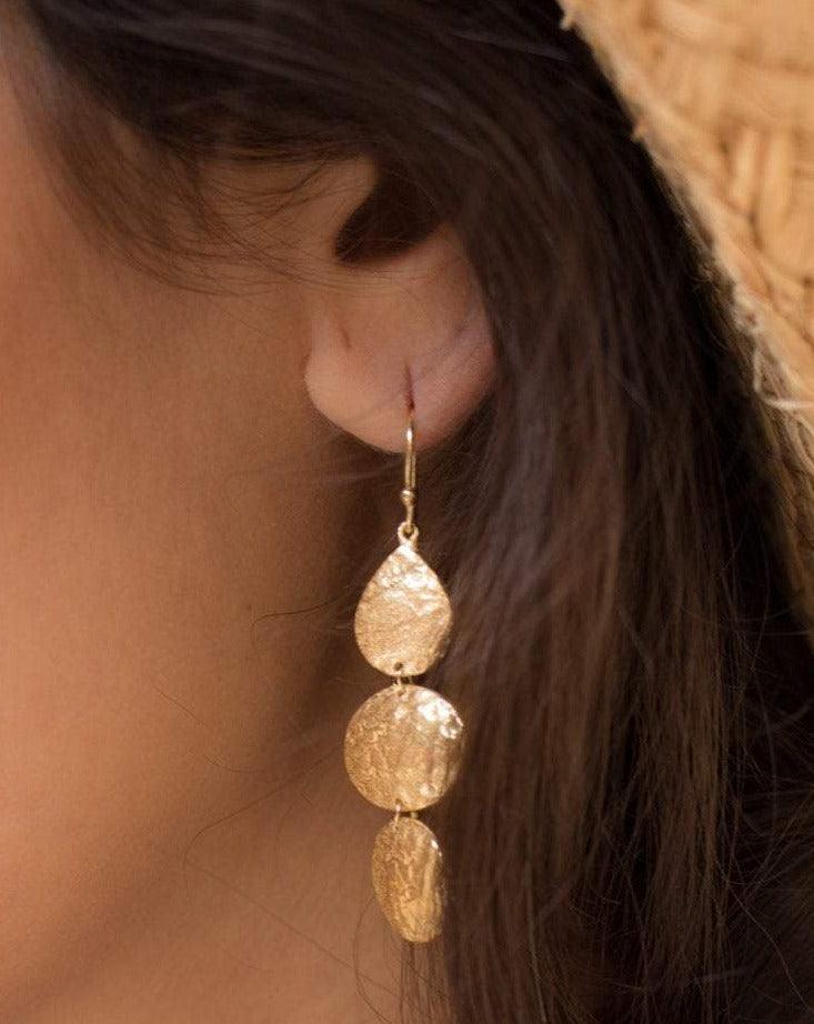 Hammered Earrings ~ Gold Vermeil~  ME093 - Maresia Jewelry