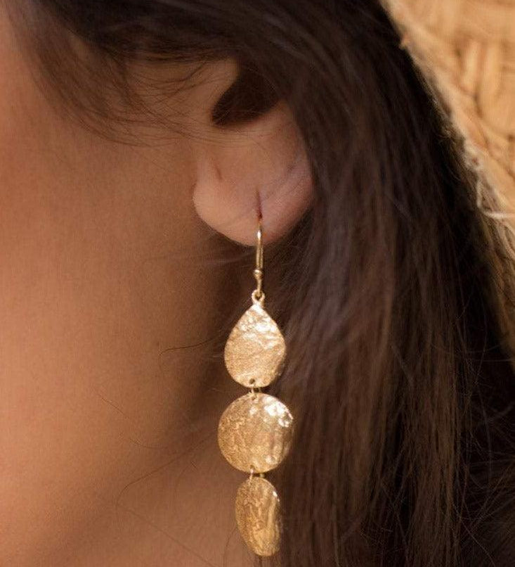 Hammered Earrings ~ Gold Vermeil~  ME093 - Maresia Jewelry